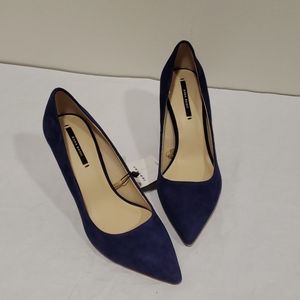 Navy suede pointed high heel
